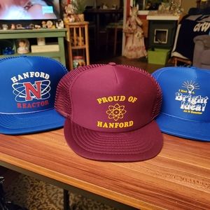 Vintage Lot of 3 70'S HANFORD NUCLEAR REACTOR RICHLAND WA. TRUCKER HATS #hanford